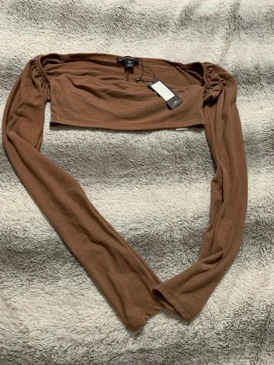 4/$30 Brown Tube-Cropped Long Sleeve Top - Picture 1 of 2